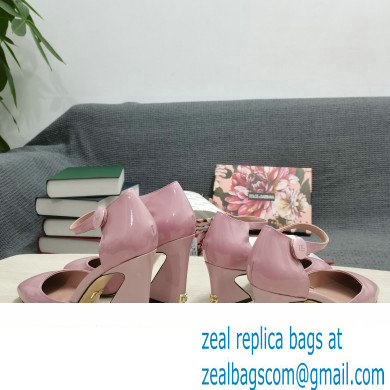 Dolce  &  Gabbana Heel 6.5cm/10.5cm Patent leather Mary Janes Light Pink with Geometric Heel 2022